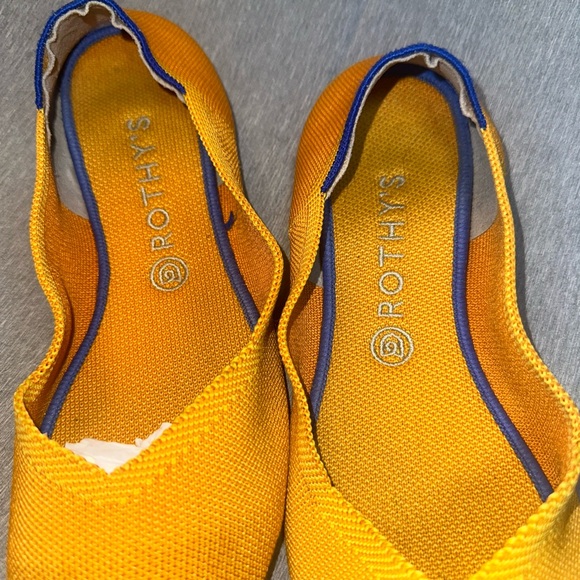 Rothy's Shoes - Rothy's Mustard Yellow Flats with Blue Trim